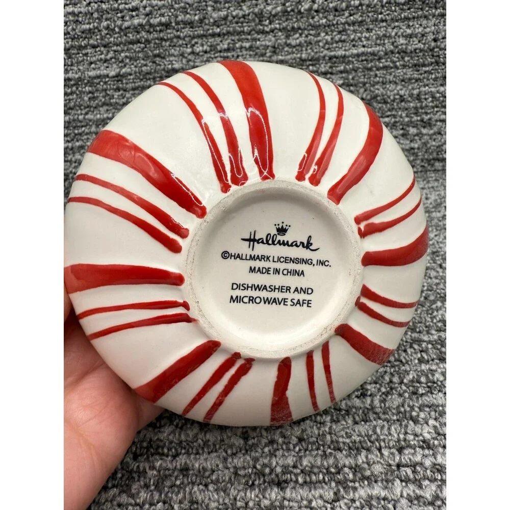 Hallmark Peppermint Dip Bowl With Spreader 5.25